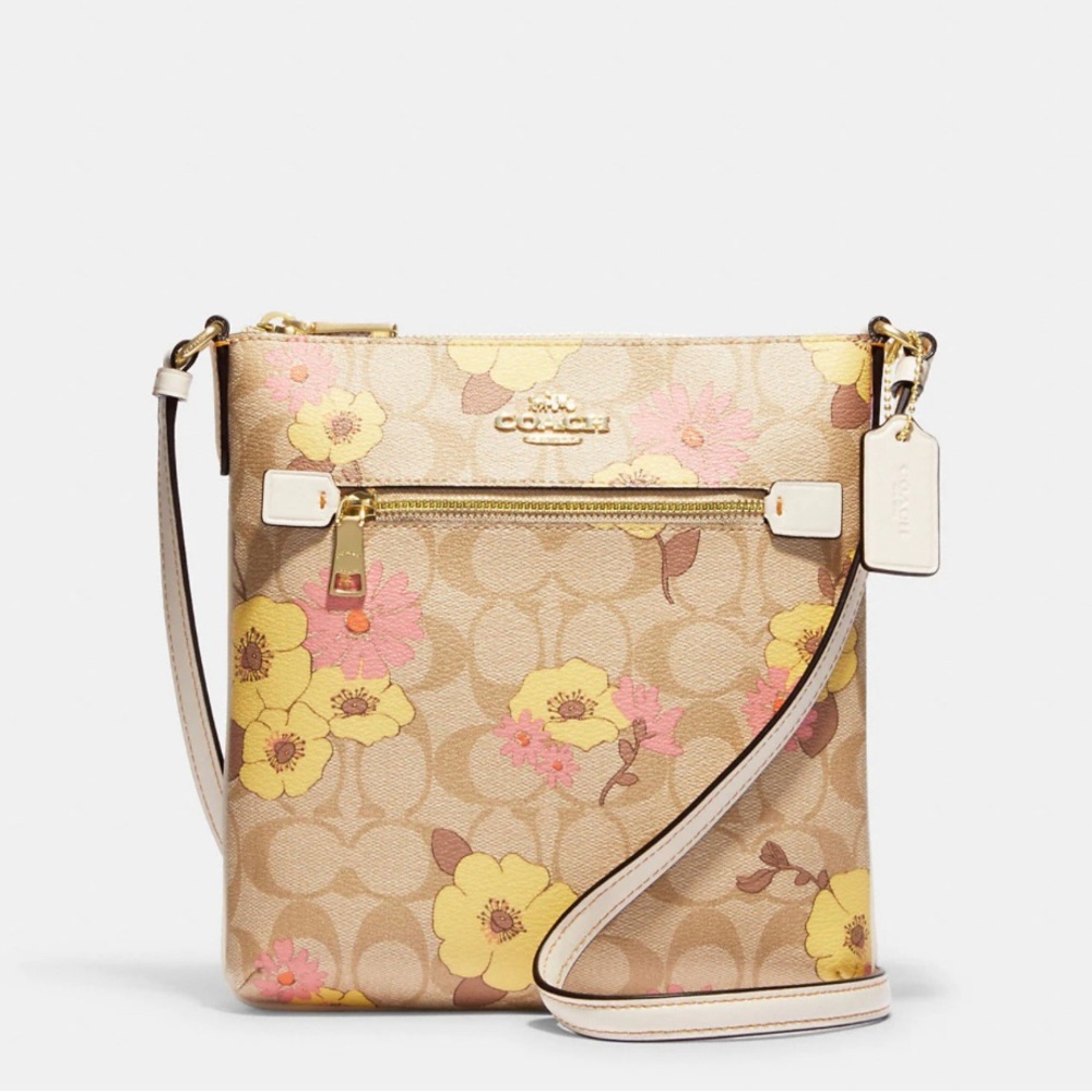 Mini Rowan File Bag In Signature Canvas With Floral Cluster Print